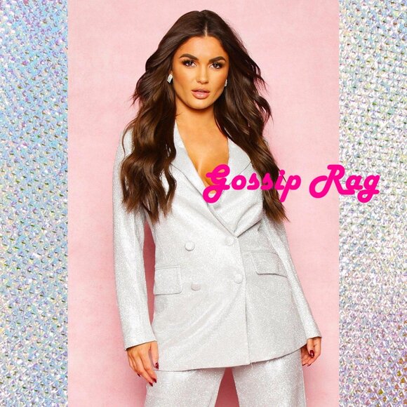 nwt boohoo silver suit pants jacket size 6 small prom formal party - Picture 1 of 10